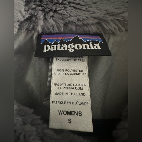 Patagonia Gray Faux Fur Sherpa Soft Fluffy Zip Jacket Coat Women’s Small - Picture 2 of 4